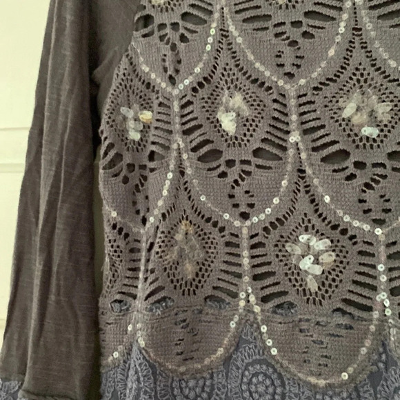 Sundance Catalog Ombré Purple Gray Lace Sequin Crochet Blouse Top Size Small - Picture 2 of 7